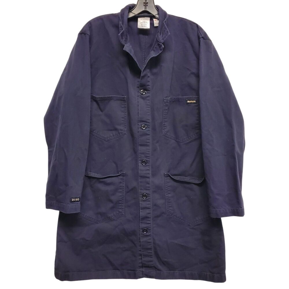 WORKRITE FR Shirt Men Large Blue FLAME RESISTANCE Workwear ARC 12.4 NFPA 2112